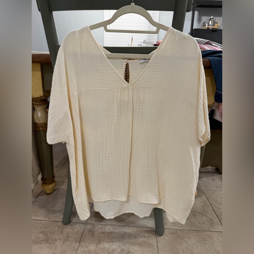 Madewell Cream Textured Blouse